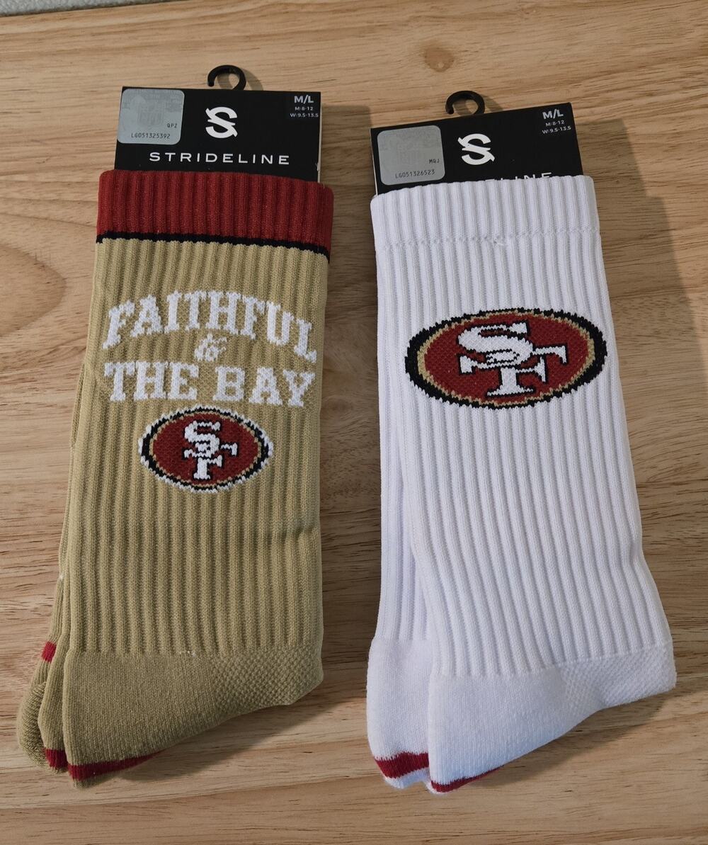 San Francisco 49ers Socks Pack of 2 Premium Knit Crew Nfl Logo White Red
